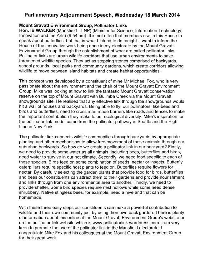 Ian Walker - State Parliament - 18 March 2014